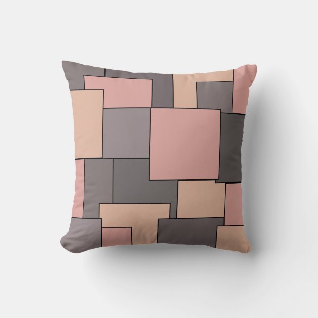 Pink purple grey geometric pattern throw pillow (Front)