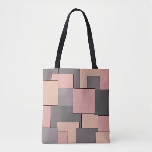 Pink purple grey geometric pattern tote bag