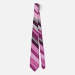 [ Thumbnail: Pink, Purple, Grey Striped Pattern Neck Tie ]