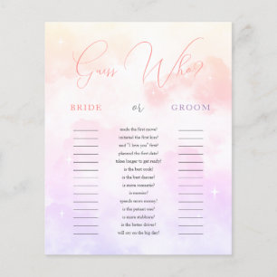 Pink Purple Guess Who Bride or Groom Bridal Game