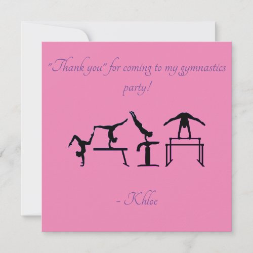 Pink  Purple Gymnastics Thank You Card