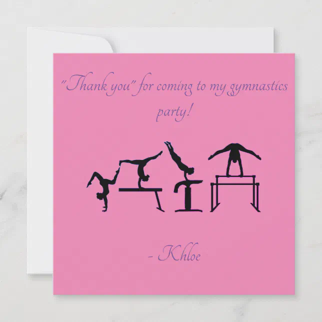 Pink & Purple Gymnastics Thank You Card | Zazzle