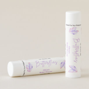 Pink Purple He Gives Me Butterflies Bridal Shower Lip Balm