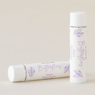 Pink Purple He Gives Me Butterflies Bridal Shower Lip Balm