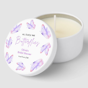 Pink Purple He Gives Me Butterflies Bridal Shower Mini Candle Favors