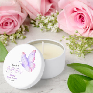 Pink Purple He Gives Me Butterflies Bridal Shower Mini Candle Favors