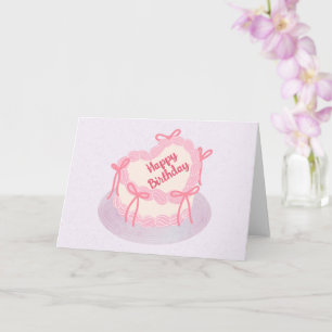 Pink purple heart birthday cake  card