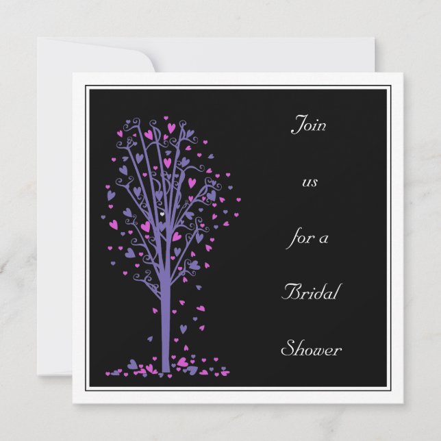 Pink & Purple Heart Tree : Shower Invitation (Front)