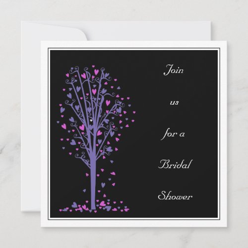 Pink &amp; Purple Heart Tree : Shower Invitation