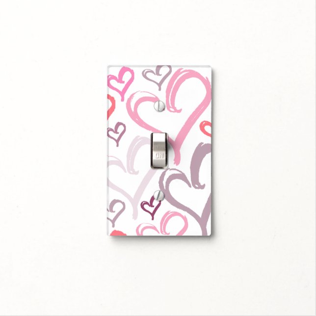 Pink & Purple Hearts Light Switch Cover (In Situ)