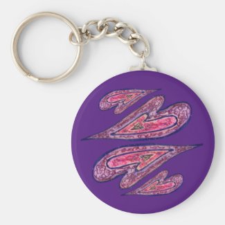 Pink Purple Hearts Pendant Art Charm Keychains