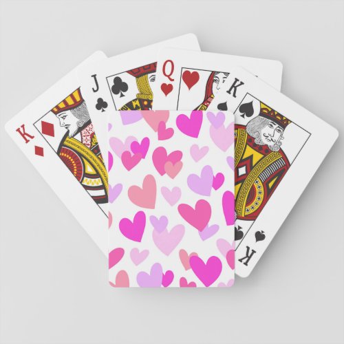 Pink  Purple Hearts Valentines Day Pattern Playing Cards