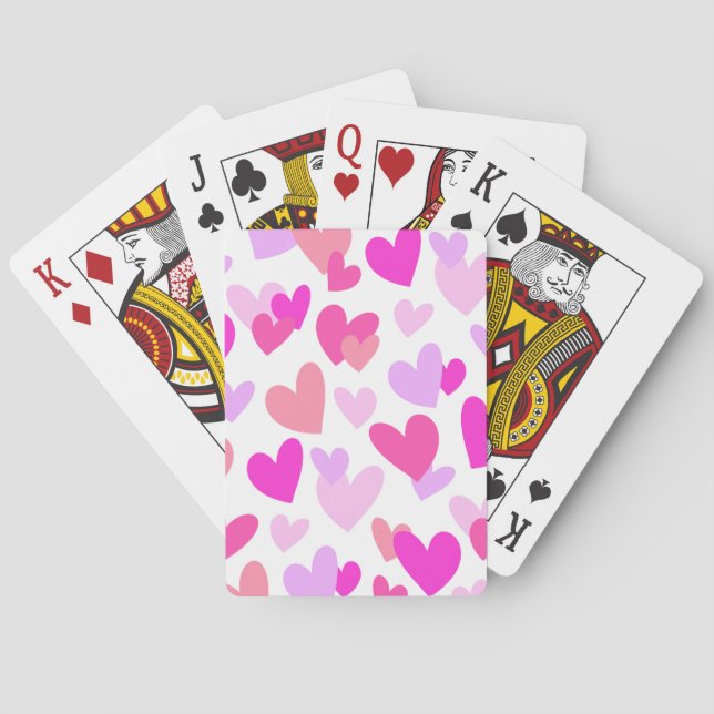 Pink & Purple Hearts, Valentine's Day Pattern Poker Cards (Back)
