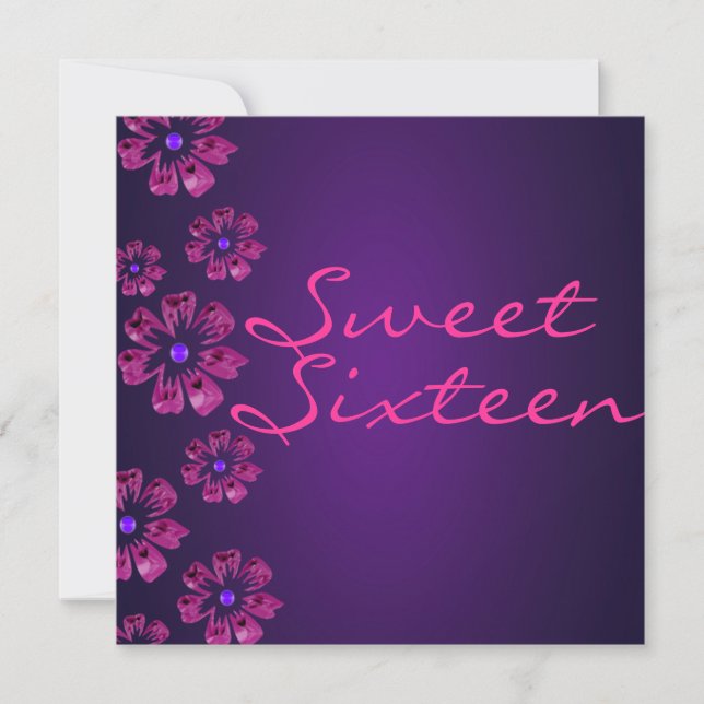 Pink & Purple Hibiscus Floral Birthday Invitation (Front)