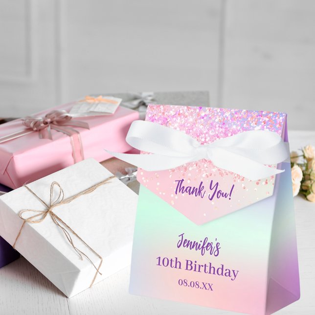 Pink purple holographic birthday favor boxes (Creator Uploaded)
