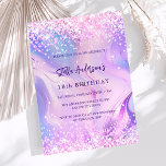 Pink purple holographic birthday luxury invitation<br><div class="desc">A girly and feminine 18th (or any age) birthday party invitation. On front: A holographic colored background in purple,  pink.  Decorated with blush pink confetti. Personalize and add a name and party details. The name is written with a hand lettered style script,   purple colored letters.</div>