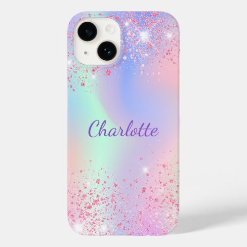 Pink purple holographic glitter name Case_Mate iPhone 14 case