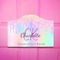 Pink purple holographic monogram name girl