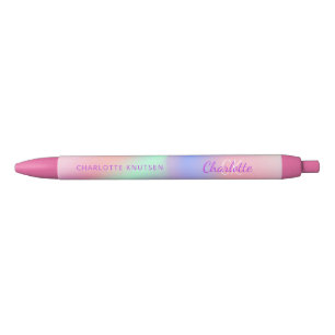 Pink purple holographic monogram name script pen