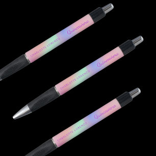 Pink purple holographic name Quinceanera Pen