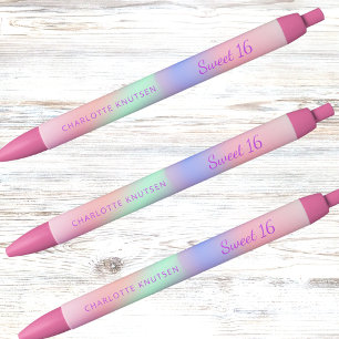 Pink purple holographic name Sweet 16 Pen