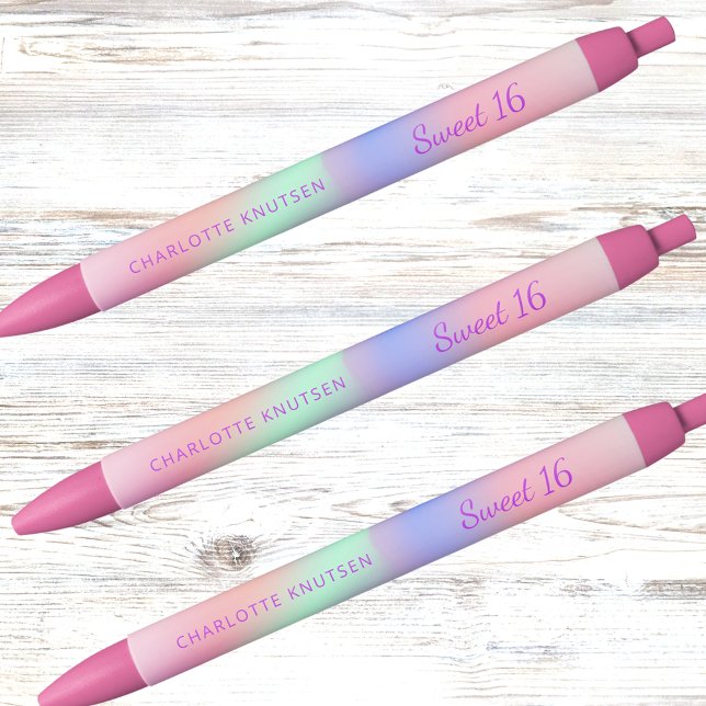 Pink purple holographic name Sweet 16 Pen (Creator Uploaded)