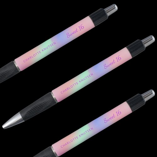 Pink purple holographic name Sweet 16 Pen