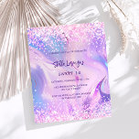 Pink purple holographic Sweet 16 budget invitation<br><div class="desc">A girly and feminine Sweet 16 invitation. On front: A holographic colored background in purple, pink. Decorated with blush pink confetti. Personalize and add a name and party details. The name is written with a hand lettered style script, purple colored letters. 1 sheet = 1 invitation printed edge to edge....</div>