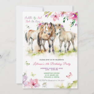Pink Purple Horse Birthday Invitation