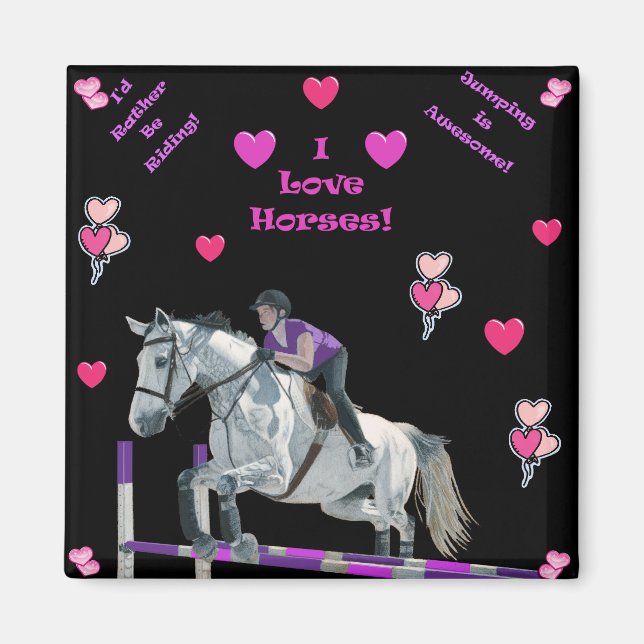 Pink & Purple Horse Jumper Magnet (Front)