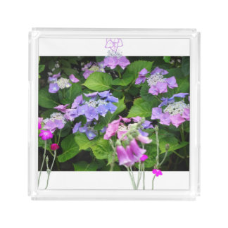 Pink & Purple Hydrangea Design Acrylic Tray