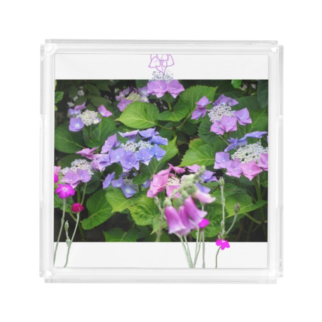 Pink & Purple Hydrangea Design Acrylic Tray (Front)