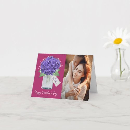 Pink Purple Hydrangea Floral Photo Mothers Day Card