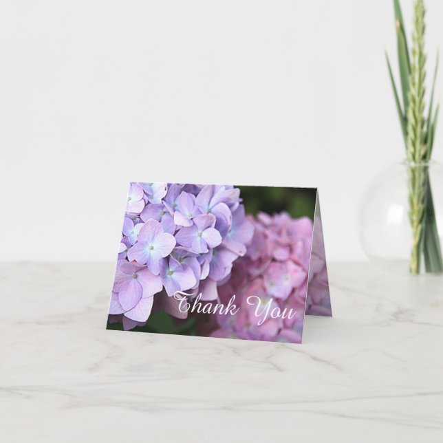 © Pink & Purple Hydrangeas Wedding Thank You (Front)