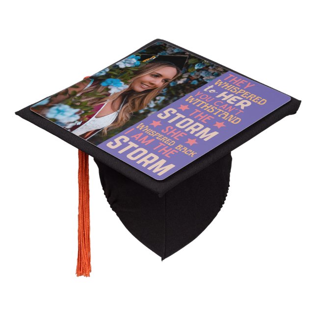 Pink Purple I Am The Storm Graduation Strong Woman Graduation Cap Topper (Angled)