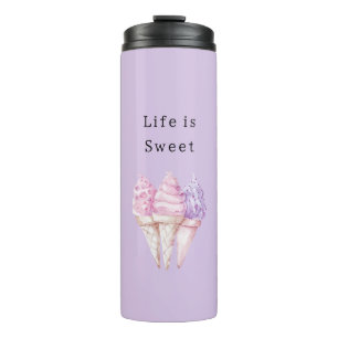 Pink Purple Ice Cream Cones Thermal Tumbler