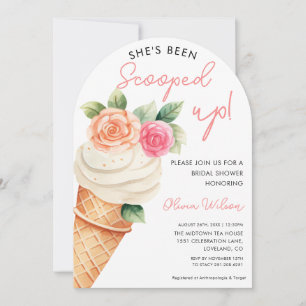 Pink & Purple Ice Cream & Floral Bridal Shower  Invitation