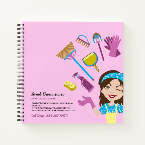 Pink Purple Janitor Lady Brand for Cleaning Notebook