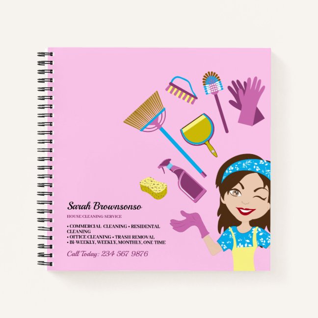 Pink Purple Janitor Lady Brand for Cleaning Notebook