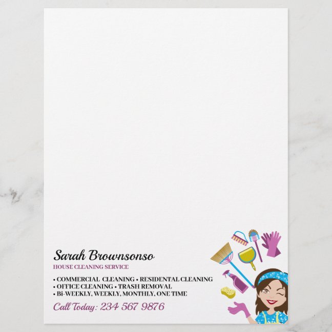 Pink Purple Janitorial Brand for Cleaning Letterhead