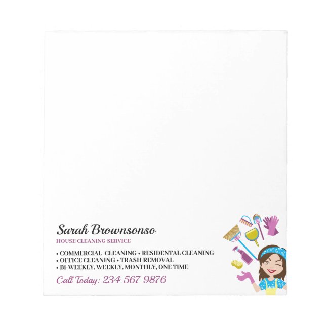 Pink Purple Janitorial Brands Cleaning Notepad