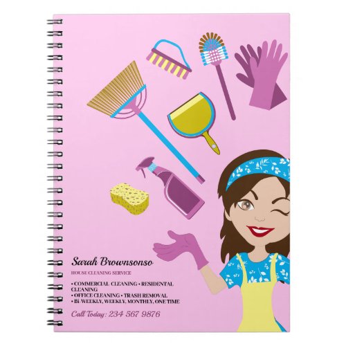 Pink Purple Janitorial Cartoon Brand Notebook