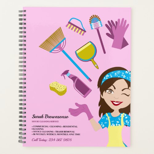 Pink Purple Janitorial Cartoon Home Branding Planner
