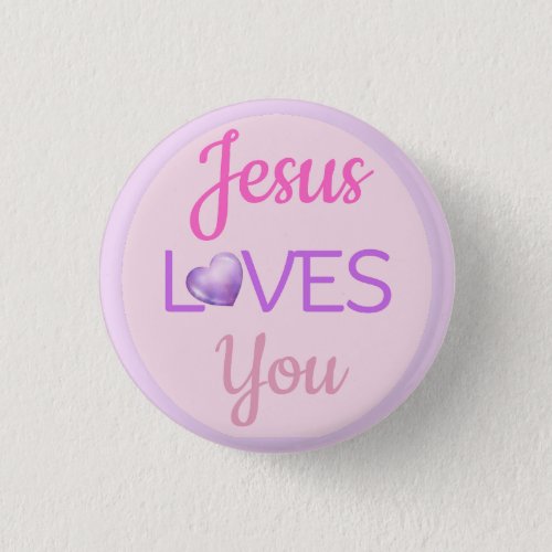 Pink Purple Jesus Loves You Quote Magnet Button