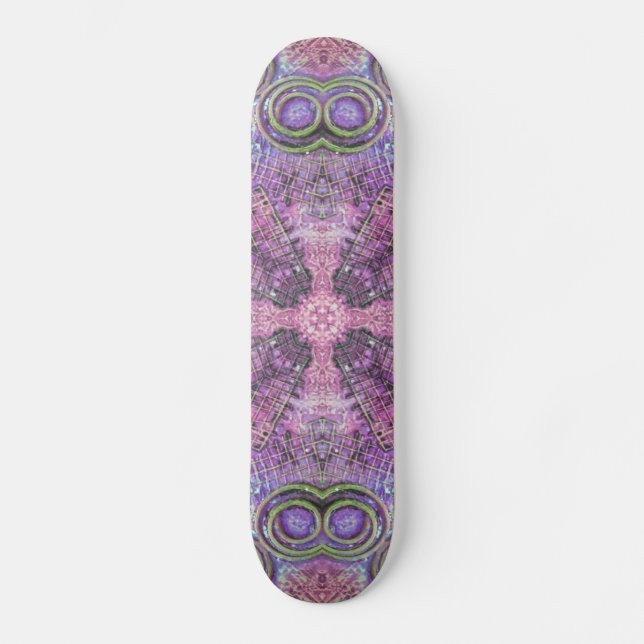 Pink & Purple Jewel Pattern Skateboard Deck (Front)