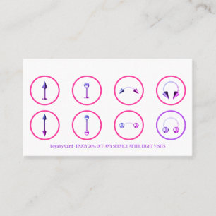 Pink Purple Jewelry Store Body Piercing Loyalty Card