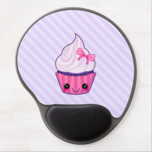 Pink & Purple Kawaii Cupcake Illustration Gel Mouse Pad