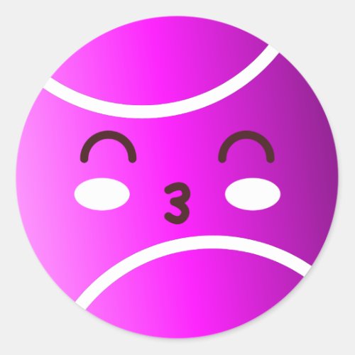 Pink Purple Kawaii Tennis Ball Cute Emoji Party Classic Round Sticker