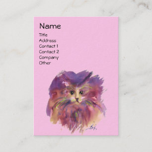 PINK PURPLE KITTEN,KITTY CAT PORTRAIT BUSINESS CARD