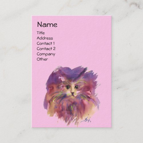 PINK PURPLE KITTENKITTY CAT PORTRAIT BUSINESS CARD